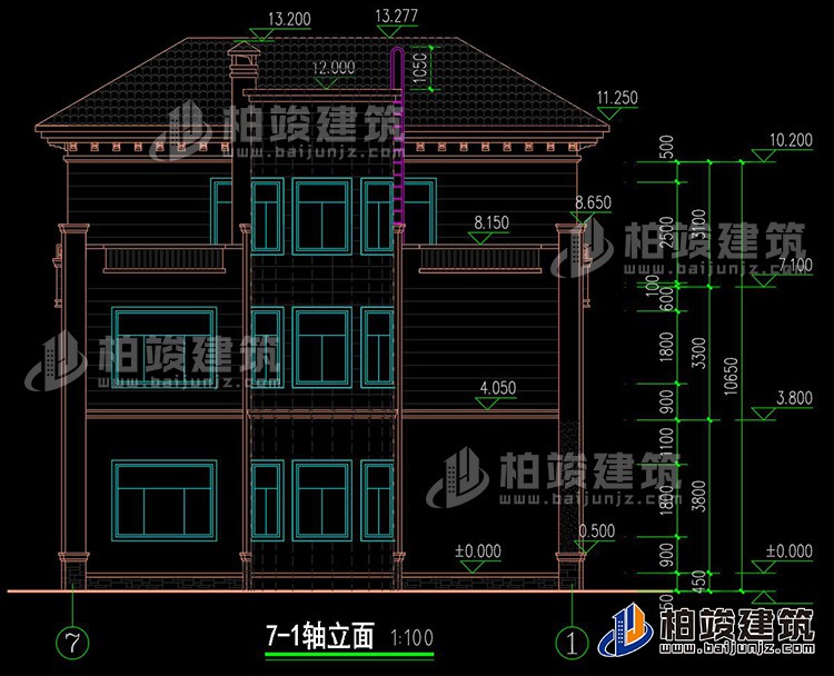 背立面图